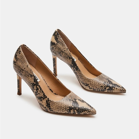 IN SEARCH OF STEVE MADDEN PRISCILLA BEIGE SNAKE - Picture 1 of 4